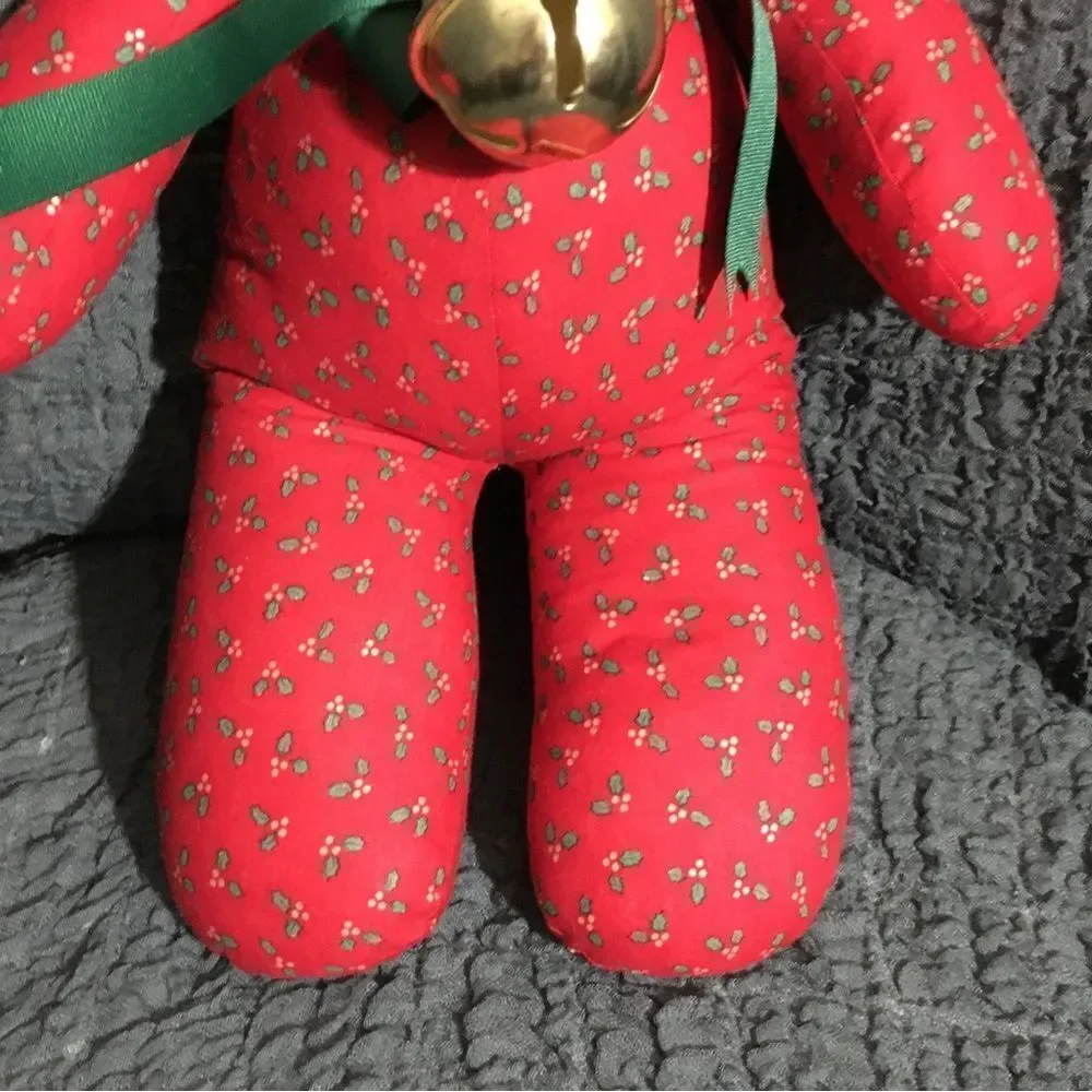 VTG Red Teddy Bear With Jingle Bell